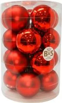 Produktbild von B&S Weihnachtskugeln | Rot | 16 Stück | 8xMatt | 8xGlanz | Ø 8 cm | Glas