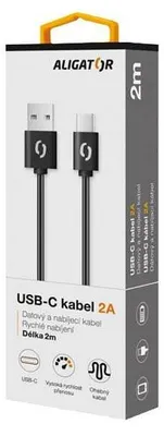 Produktbild von ALIGATOR Datový kabel 2A USB-C 2 m černý
