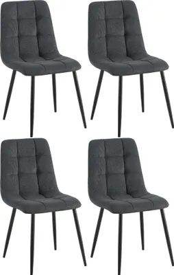 Produktbild von CLP 4er Set Esszimmerstuhl Tilde gepolstert mit Rückenlehne bis 150 kg belastbar schwarz Material Cord