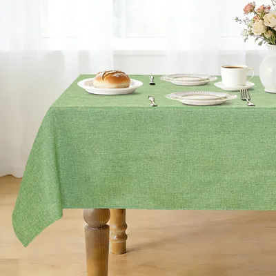 Imagen del producto de Mantel para mesa, color verde, lavable, 135x160 cm, resistente al agua, ideal para comedor
