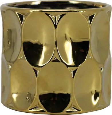 Produktbild von INNA-Glas Topf aus Keramik MANUKO, Gold-glänzend, 12,5cm, Ø13,4cm - Blumetopf