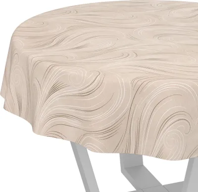 Produktbild von Tischdecke Organisch Abstrakt Beige Rund 140cm Schnittkante Wachstuch abwaschbar