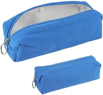 Immagine prodotto di Astuccio scolastico in velluto a coste blu per adolescenti