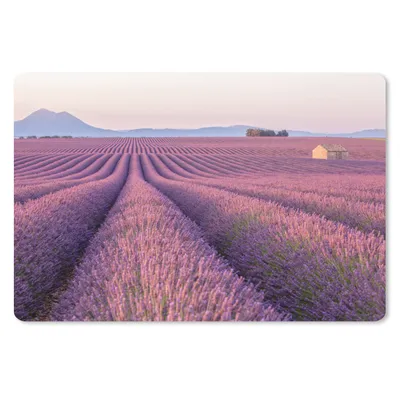 Obrázok produktu pre Podložka pod myš - Rozprestreté fialové levanduľové pole medzi horami - 60x40cm - Rohožka pod myš
