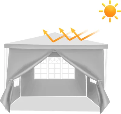 Produktbild von Bettizia Pavillon mit Fenstern mit Seitenteilen 3 x 3 m weiß