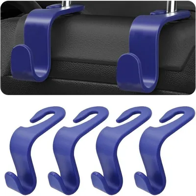 Produktbild von Autokopfstützenhaken 4 Stück Blau zum Aufhängen von Taschen