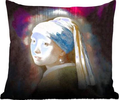 Produktbild von MuchoWow® Zierkissen Sofakissen Wohnzimmer Dekokissen 45x45 cm Das Mädchen mit dem Perlenohrring - Vermeer - Kunst - Schlafpolster - Polster für das Sofa