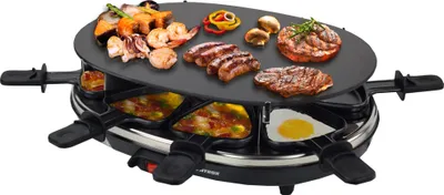 Zdjęcie produktu dla 8-częściowy raclette 4w1 ze szklanym talerzem | zestaw | grill | emaliowany Chural A-goods