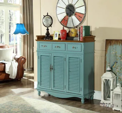 Image de Commodes en bois véritable Bleu Armoires Sideboard Étagère Commode Dressing Nouveau