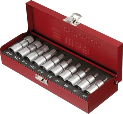Produktbild von WGB Steckschlüssel-Satz DIN3120C No. 3950 1/2" vierkant f. Innensechskant 10-tlg