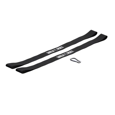 Produktbild von GORILLA SPORTS® Befestigungsschlaufen - 2er Set, mit Karabinerhaken, Max. Zugkraft 400kg, Rutschfest, Nylon, Schwarz - Anchor Strap, zur Befestigung von Griffen, Battle Rope, Boxsäcke, Gym, Fitness