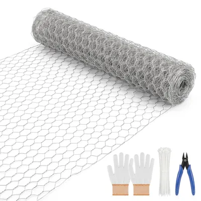 Imagen del producto de Malla de alambre, acero galvanizado, 40 cm x 15 m, malla para conejos, para jardín y animales