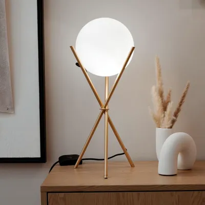 Produktbild von s.luce Orb Axis Glas-Tischlampe Dreibein 20cm Tischleuchte Dreibeinlampe Glaskugel