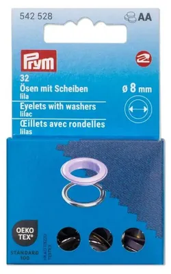 Produktbild von Ösen mit Scheiben 8mm lila/silberfarbig 32 Stk von Prym