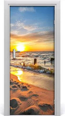 Produktbild von Tulup Türaufkleber 85x205 cm Dekorative Aufkleber Selbstklebend Wasserdichte Tapete Abnehmbar Schlafzimmer Wohnzimmer Wohnkultur - Sonnenuntergang am Meer