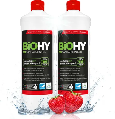 Produktbild von BiOHY Sanitärreiniger Plus, Badreiniger, Kalklöser, Badezimmer Reiniger, 2 x 1 l