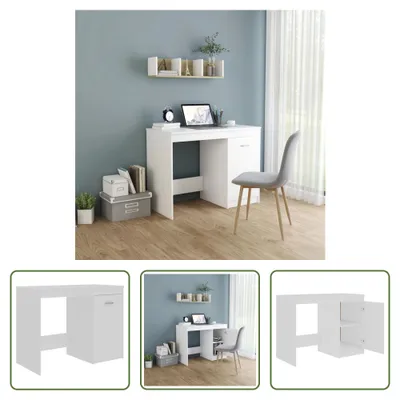 Produktbild von The Living Store Schreibtisch Weiß 100×50×76 cm Holzwerkstoff