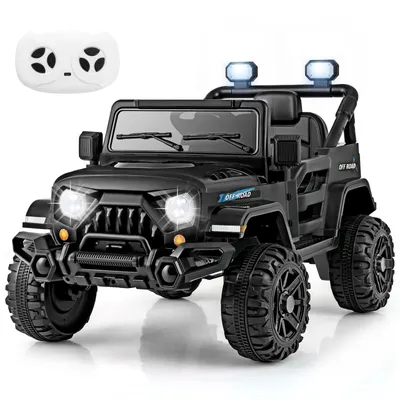 Produktbild von COSTWAY 12V Elektroauto Kinder, Elektro Kinderauto mit 2,4G Fernsteuerung, LED-Leuchten, Musik und Hupe, Jeep Auto für Kinder ab 3 Jahren (Schwarz)