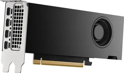 A professional studio shot of a graphics card against a white background.