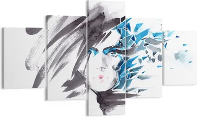 Produktbild von Bild auf Leinwand - Leinwandbild - Frau Gesicht Illustration Make-up - 125x70cm - Wand Bild - Wanddeko - Leinwanddruck - Bilder - Kunstdruck - Leinwand bilder - Wandkunst - EA125x70-3020