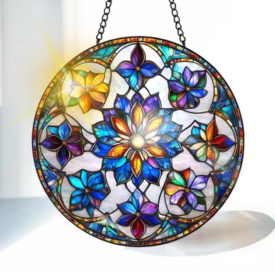Immagine prodotto di Decorazione in vetro a forma di fiore, 20 cm, con catena e gancio