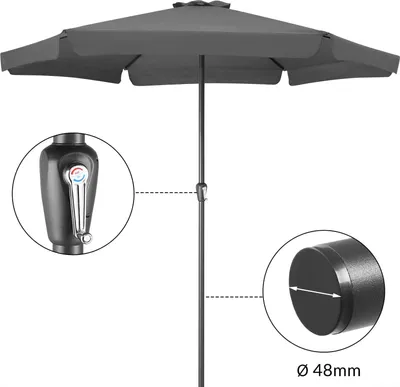 Zdjęcie produktu dla Parasol 3,3 m antracytowy, UV 40+, korba, wodoodporny
