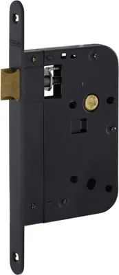 Image de Serrure encastrable pour porte intérieure, axe 70mm, bouts ronds, noir - THIRARD