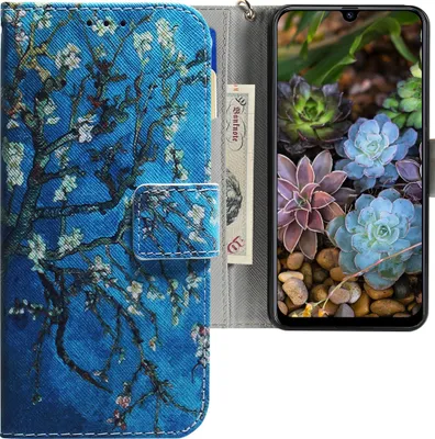 Produktbild von CLM-Tech Hülle kompatibel mit Xiaomi 11T / 11T Pro - Tasche aus Kunstleder - Klapphülle mit Ständer und Kartenfächern, Baum blau