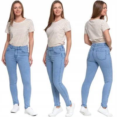 Produktbild von Damen-Skinny-Jeans mit hohem Bund und Taschen, MORAJ M BLAU