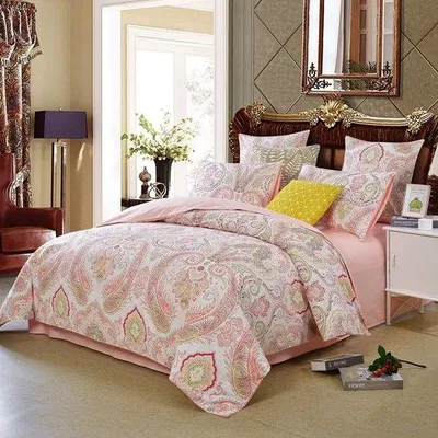 Produktbild von Famanu Bettwäsche 135 x 200 cm Rosa Weiß Boho Elegant - Renforce mit Reißverschluss und 1 Kissenbezug 80 x 80 cm