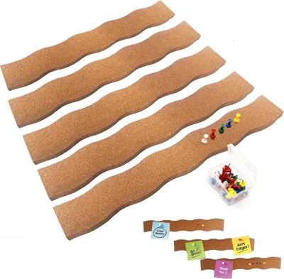Produktbild von Kork-Pinnwand mit Pushpins - 5 Stück - selbstklebend
