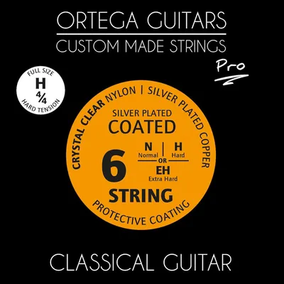 Produktbild von ORTEGA NYP44H Saiten, Crystal Clear Nylon/versilbertes Kupfer, Schutzbeschichtung, Hard Tension, 4/4 Mensur
