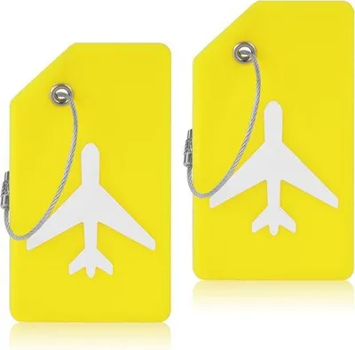 Produktbild von Famanu Kofferlabel Set 2 Stück mit Namensschild, ideal für Reisen – Gelb