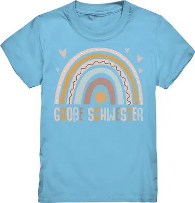 Produktbild von Große Schwester Shirt Regenbogen Große Schwester Geschenk – Sky Blue / 152/164 (12-14)