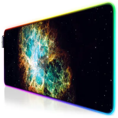 Image de Tapis de souris de jeu Titanwolf RGB, tapis de souris XL 800 x 300mm améliore la précision et la vitesse, vert galaxie