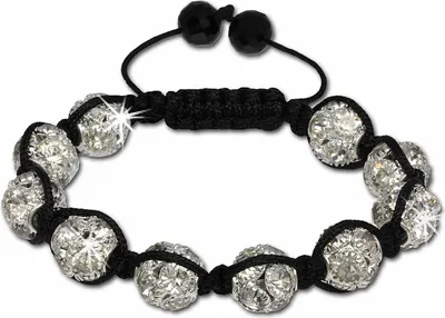 Image de SilberDream Bracelet Shamballa pour dames 18-23cm blanc 10 boules zirconia SDA922