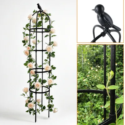 Zdjęcie produktu dla Obelisk ogrodowy 175 cm - metalowa konstrukcja do roślin pnących, kolor czarny