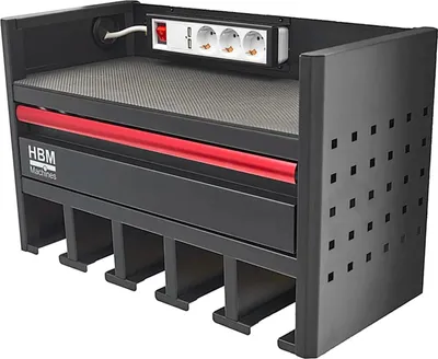 Immagine prodotto di Porta attrezzi-organizzatore da parete per utensili elettrici e pneumatici 3 livelli per officina garage con cassetto e presa 220 V