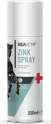 Produktbild von REAVET Zinkspray Pferd 200ml - Wundschutz für Pferde, Salbenspray, Wundspray, Antibakterielle Reinigung & Pflege Wunddesinfektion, Wundschutz - Sprühpflaster für Tiere