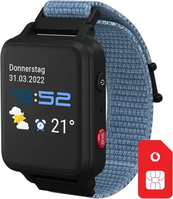 Produktbild von Smartwatch Kinderuhr in Schwarz SIM | GPS-Tracking, SOS-Taste, Schrittzähler, Schulmodus, Anrufe | Kinderuhr mit Eltern-AppBesuchen Sie den Vodafone