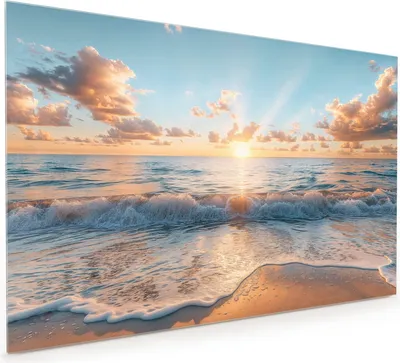 Produktbild von Küchenrückwand Spritzschutz Glas mit Motiv Strand Sonnenuntergang 40 x 40 cm