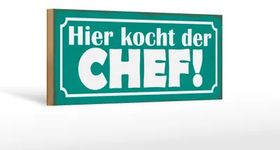 Produktbild von Holzschild Spruch 27x10cm hier kocht der Chef