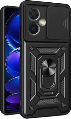 Produktbild von Redmi Note 12 Hülle mit Ring Ständer Halter Dia Kameraschutz TPU PC Schutzhülle für Xiaomi Redmi Note 12 Schwarz