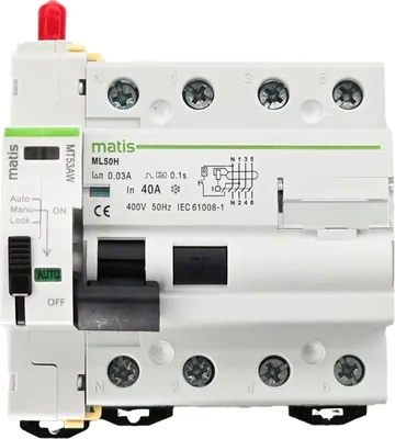 Produktbild von Matismart MT53AW WiFi Fernschalter, Auto Recloser, 40A/30mA 4-pol