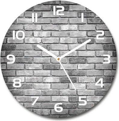 Produktbild von Wanduhr aus Glas 30fi Glasbild Glasuhr Gehärtetes Glas - weisse-zeiger - Brick wall