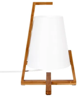 Bambuslampe mit Kunststoffschirm, H31, D 21,5 cm
