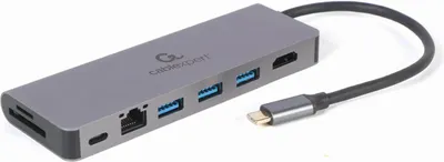 Produktbild von Gembird USB Type-C 5-in-1 Multiport-Adapter mit Kartenleser und LAN