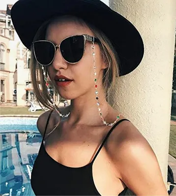 Produktbild von Bunte Brillenkette für Sonnenbrillen mit Kristall-Perlen für Frauen und Mädchen