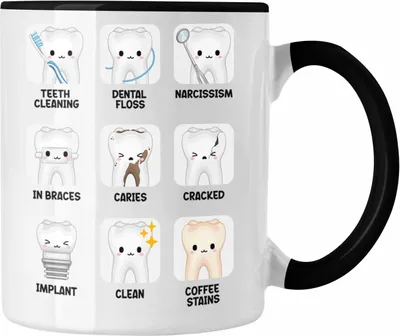 Produktbild von Trendation - Zahnmedizinische Fachangestellte Tasse Geschenk Lustig Zahnarzt Damen Geschenkidee Zahnarzthelferin LOVE Zahnarzt Zahnärztin (Schwarz)