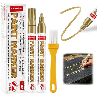 Zdjęcie produktu dla Marker do napisów na nagrobkach, złoty, wodoodporny, zestaw 2 sztuki